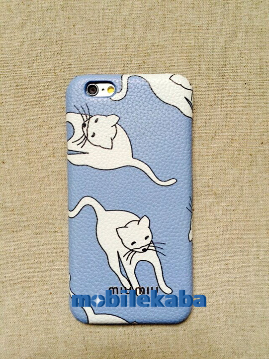 
miumiuミュウミュウ猫ネコブルー可愛いiphone6S plusケースイタリアファッションブランド

