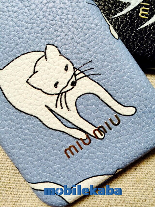 
イタリアファッションブランドミュウミュウ猫ネコブルー可愛いiphone6S plusケース
