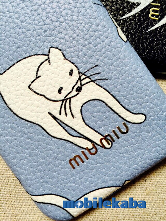 
イタリアファッションブランドmiumiuミュウミュウ猫ブルー可愛いiphone6S plusケース
