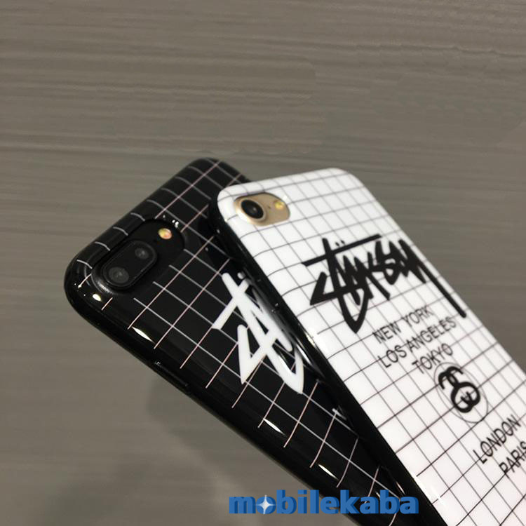 
黒白チェック柄ファッションブランドstussy 6sケースiphone6plusアイフォン7携帯カバー
