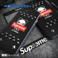 supremeシュプリームiPhone7/8 GDビッグバンBIGBANG愛用ブランド風可愛いキャラクターパンダpanda釘付き革製ブラッククールアイフォン7プラス男女兼用携帯カバー