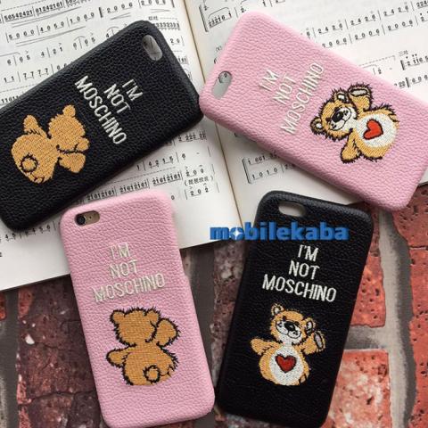 クマ熊モスキーノiPhone7/8ケース ピンク桜ブラック黒ハード アイフォンXケース可愛風