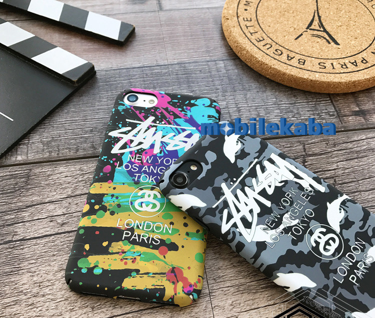 
個性ステューシー落書きイラスト風アイフォンx 6splusハードケース全包みマット素材iPhoneX携帯カバー
