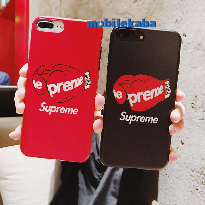ファッションブランド個性的アイフォンXケース シュプリーム Supreme赤いiPhone8plus/8/7plusケース黒いボクシンググローブ6sマット素材
