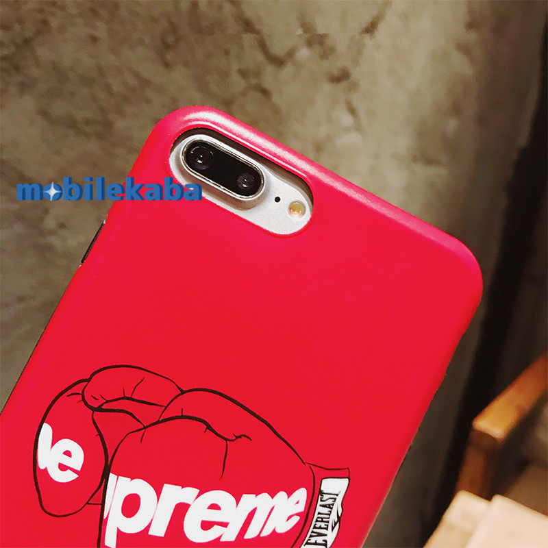 
ファッションブランド個性的Xケース シュプリーム Supreme赤いiPhone8plus/8/7plusケース黒いボクシンググローブ6sマット素材
