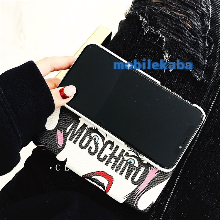 
MOSCHINOホワイト目iPhoneXケースイラスト風モスキーノ涙女子アイフォン6s携帯カバーiPhone7/8Plus
